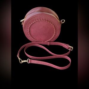 Moda Luxe Circle Burgundy Crossbody Purse Studded Knotted Unique Design
